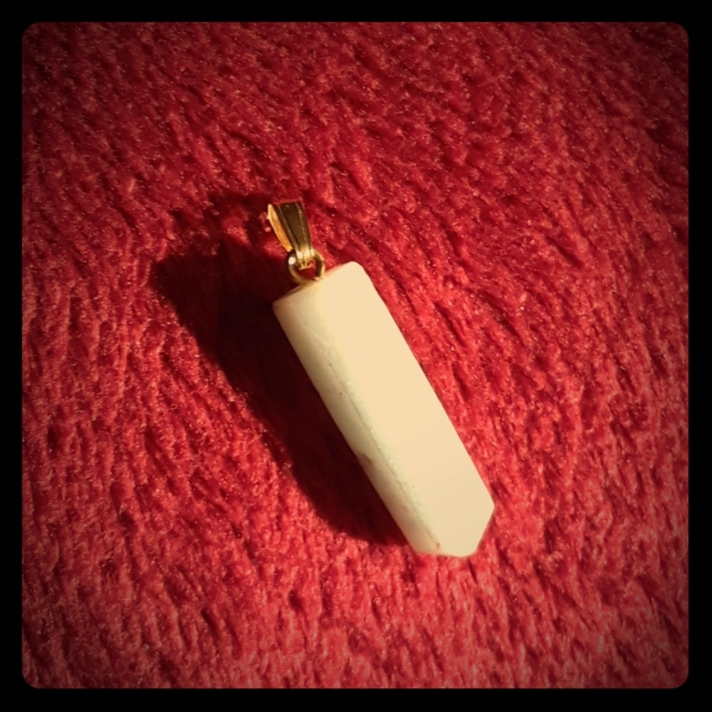 Jade Hexagonal Prism Pendant with Gold Clasp